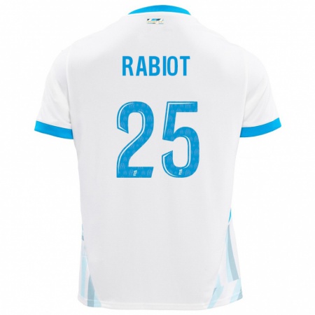 Kandiny Hombre Camiseta Adrien Rabiot #25 Blanco Azul Cielo 1ª Equipación 2024/25 La Camisa Chile