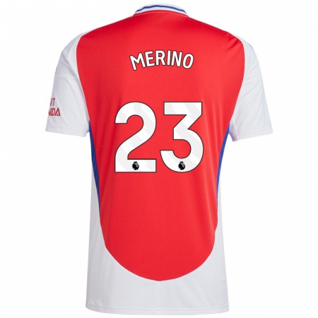 Kandiny Hombre Camiseta Mikel Merino #23 Rojo Blanco 1ª Equipación 2024/25 La Camisa Chile