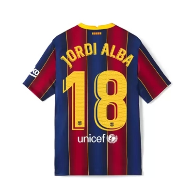 Mujer Fútbol Camiseta Jordi Alba #18 1ª Equipación Rojo Azul 2020/21 La Camisa Chile